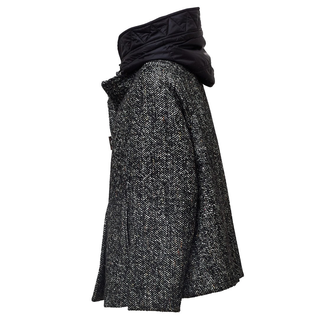 Fay Toggle Cape With Textured Herringbone Pattern And Quilted Details