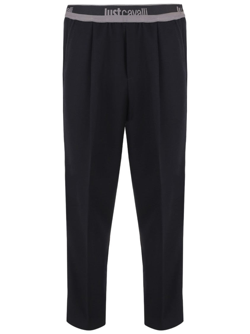 Just Cavalli Straight-Leg Tailored Pants With Branded Elastic Waistband