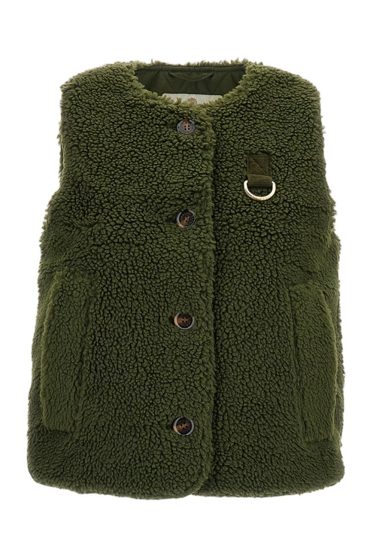 Barbour Green Bowes Button-Up Fleece Vest