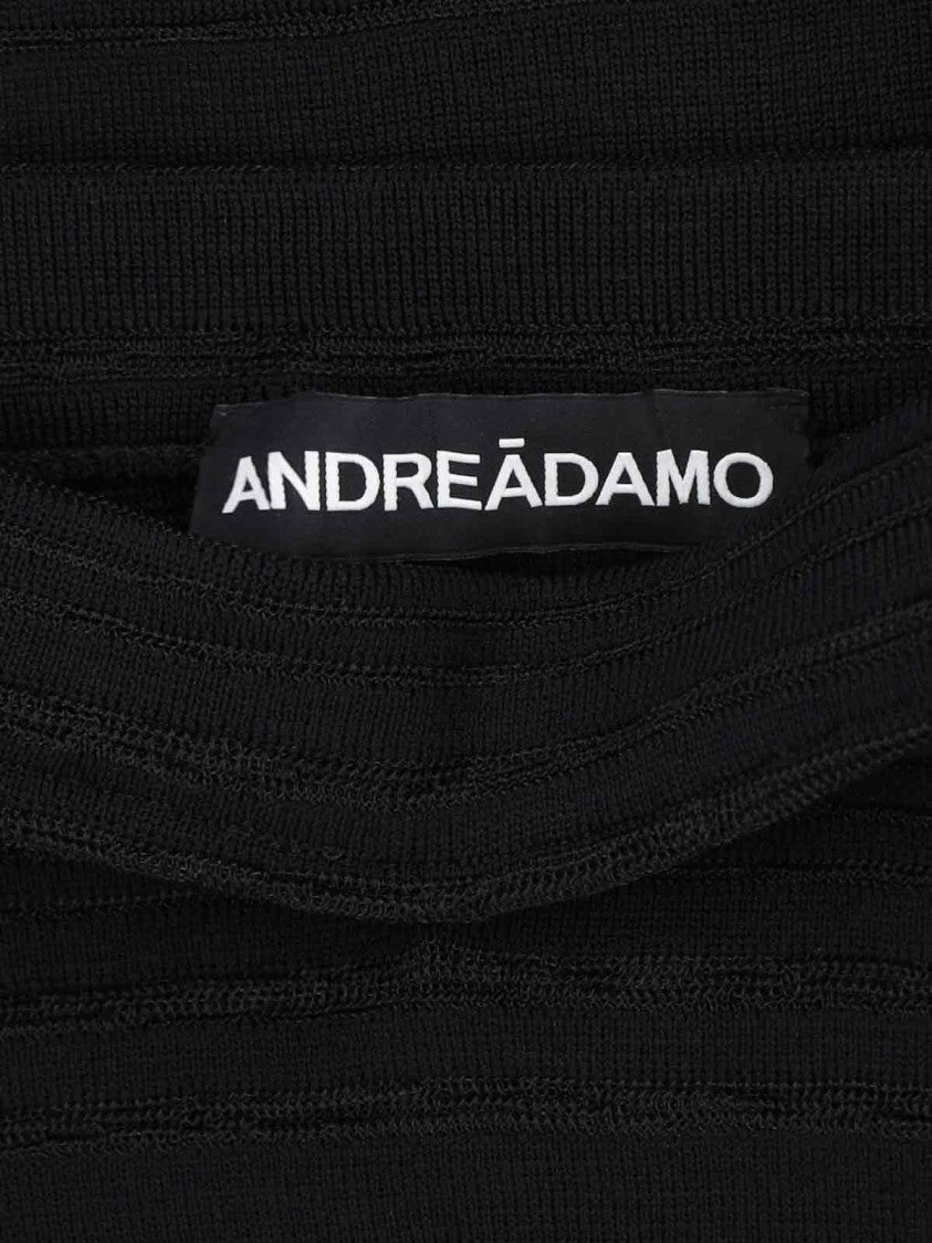 Andreâdamo Black Semi-Transparent Ribbed Maxi Skirt