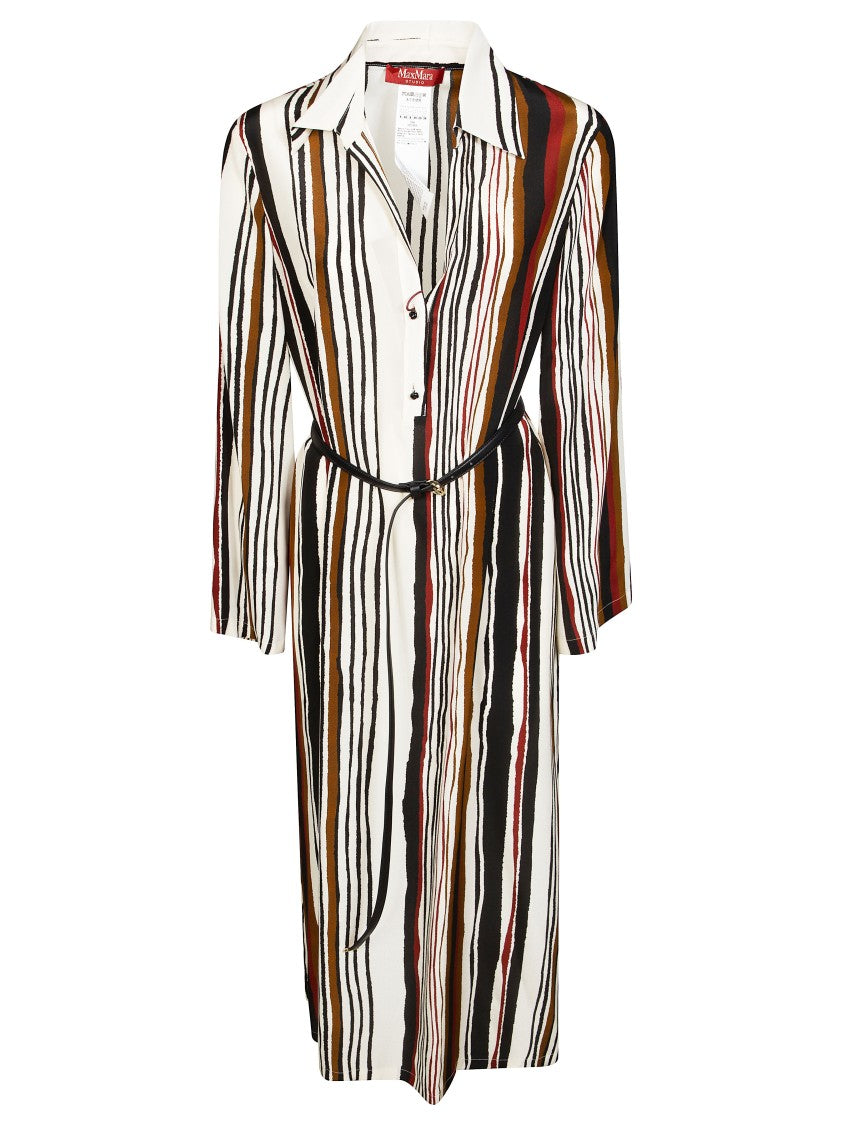 Max Mara Mstvanesio Striped Belted Shirt Dress