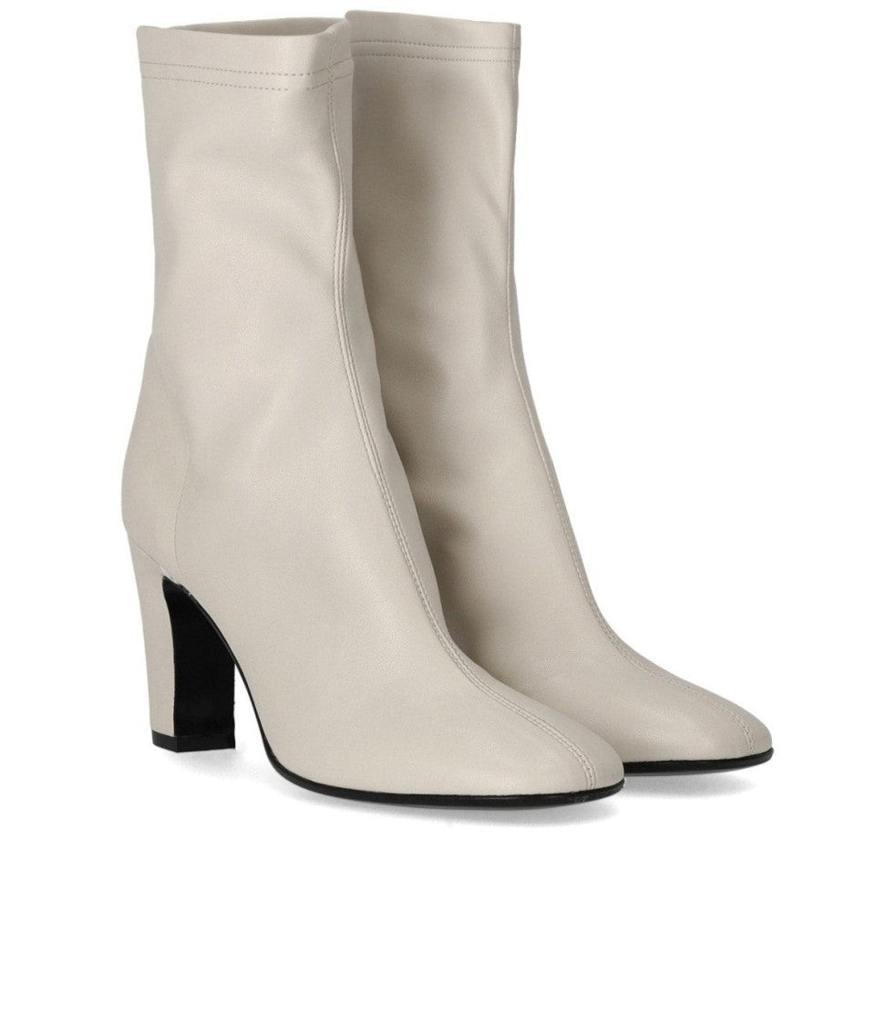 Strategia Zhaira White Heeled Ankle Boot