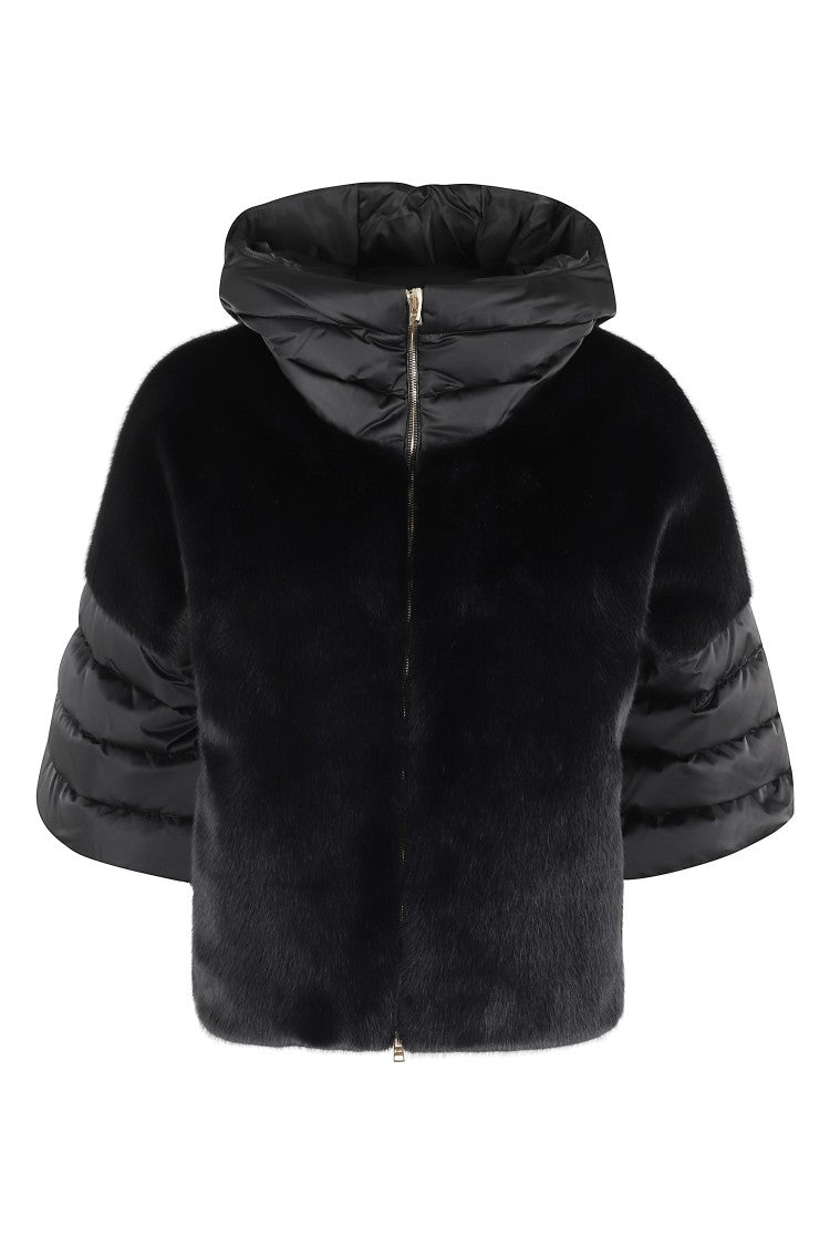 Herno Short Black Cape With Hood