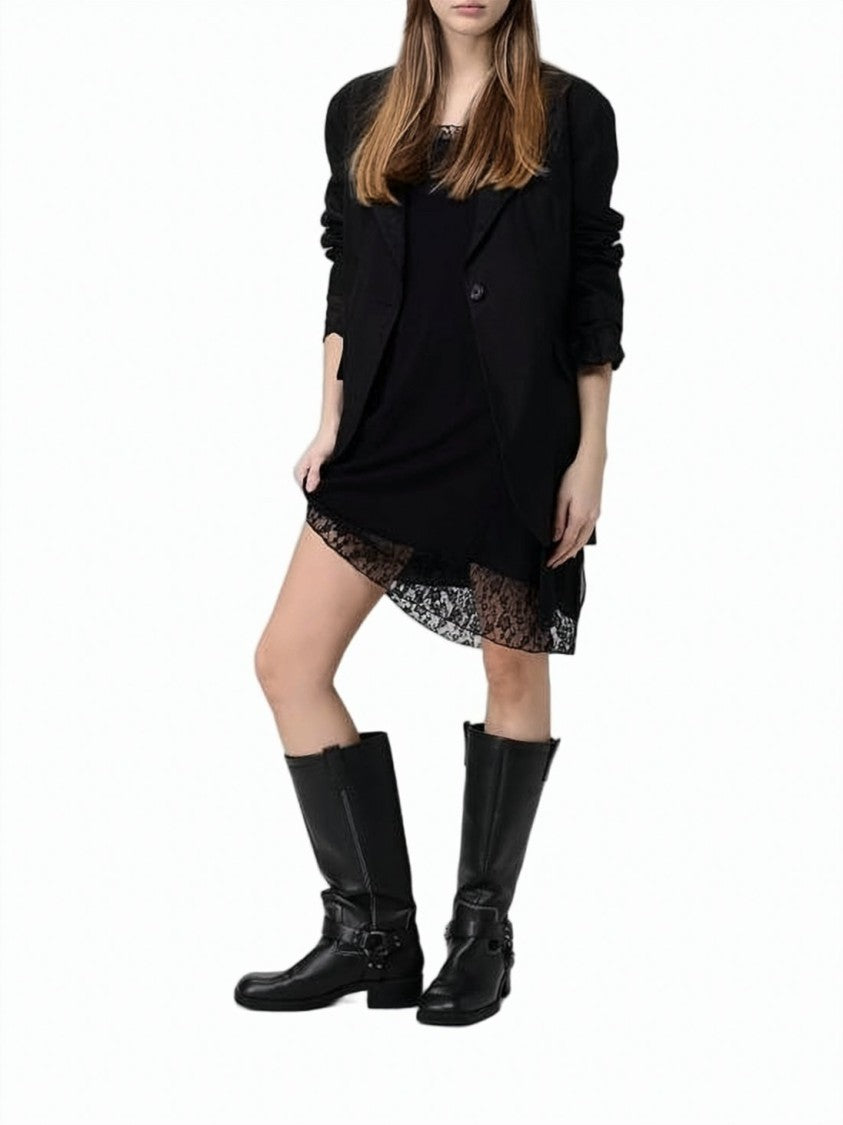 Our Legacy Black Midi Dress With Lace Trim