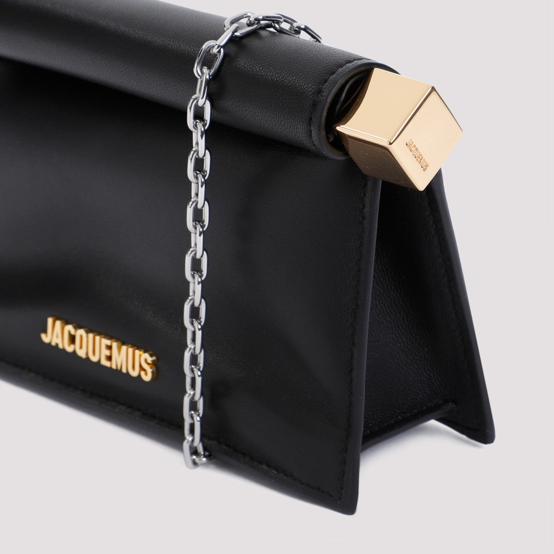 Jacquemus Black Leather La Pochette Rond Carré