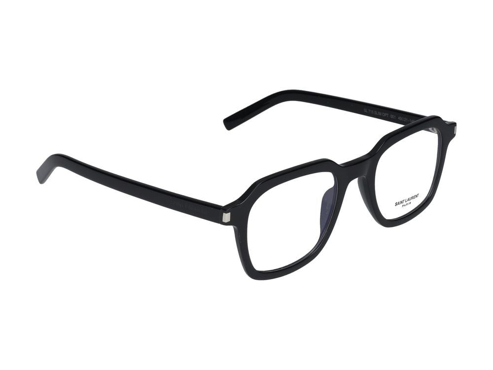 Saint Laurent Black Bold Square Acetate Eyeglasses