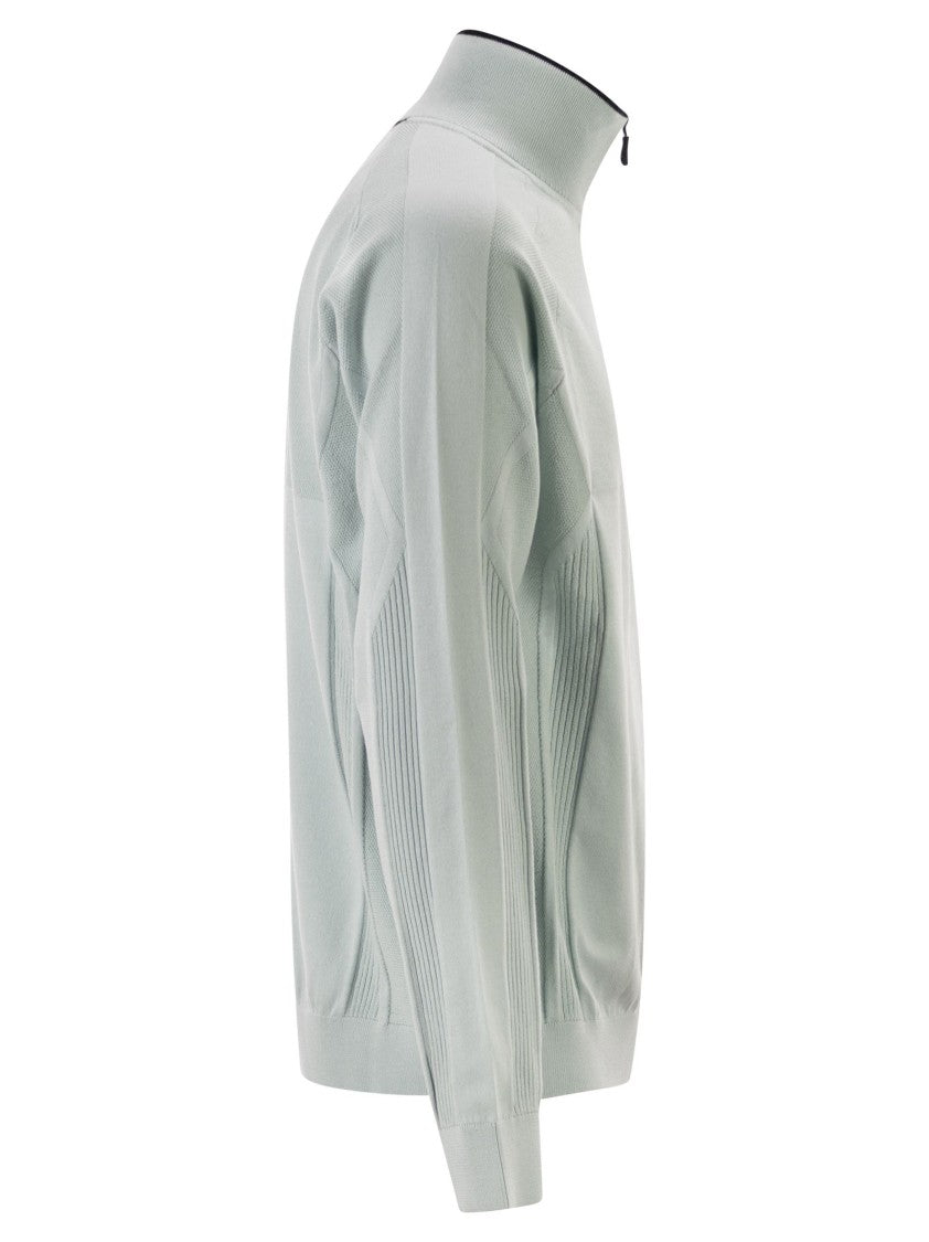Boss Regular Fit Grey Jumper With Technical Knitwork
