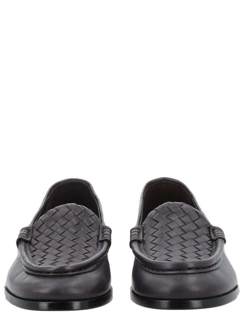 Bottega Veneta Brown Woven Detail Leather Flats
