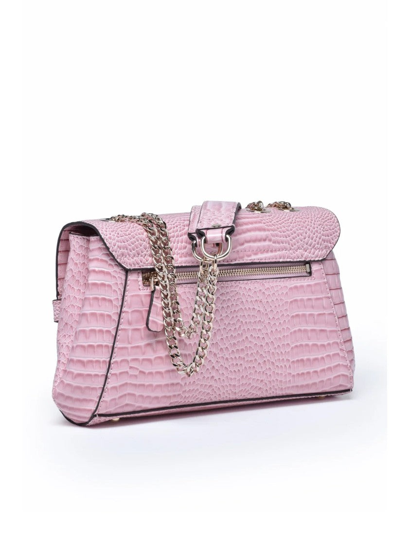Guess Pink Polyurethane Crocodile Shoulder Bag