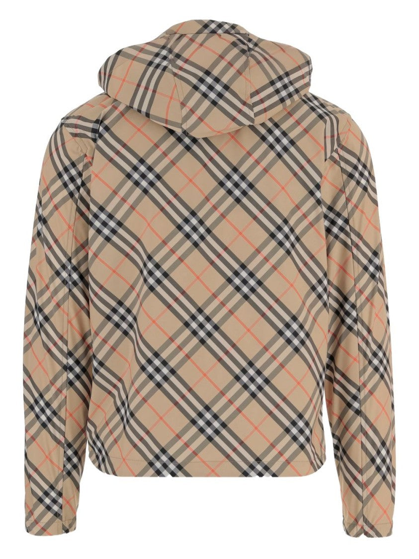 Burberry Checkered Casual Jacket With Adjustable Hood