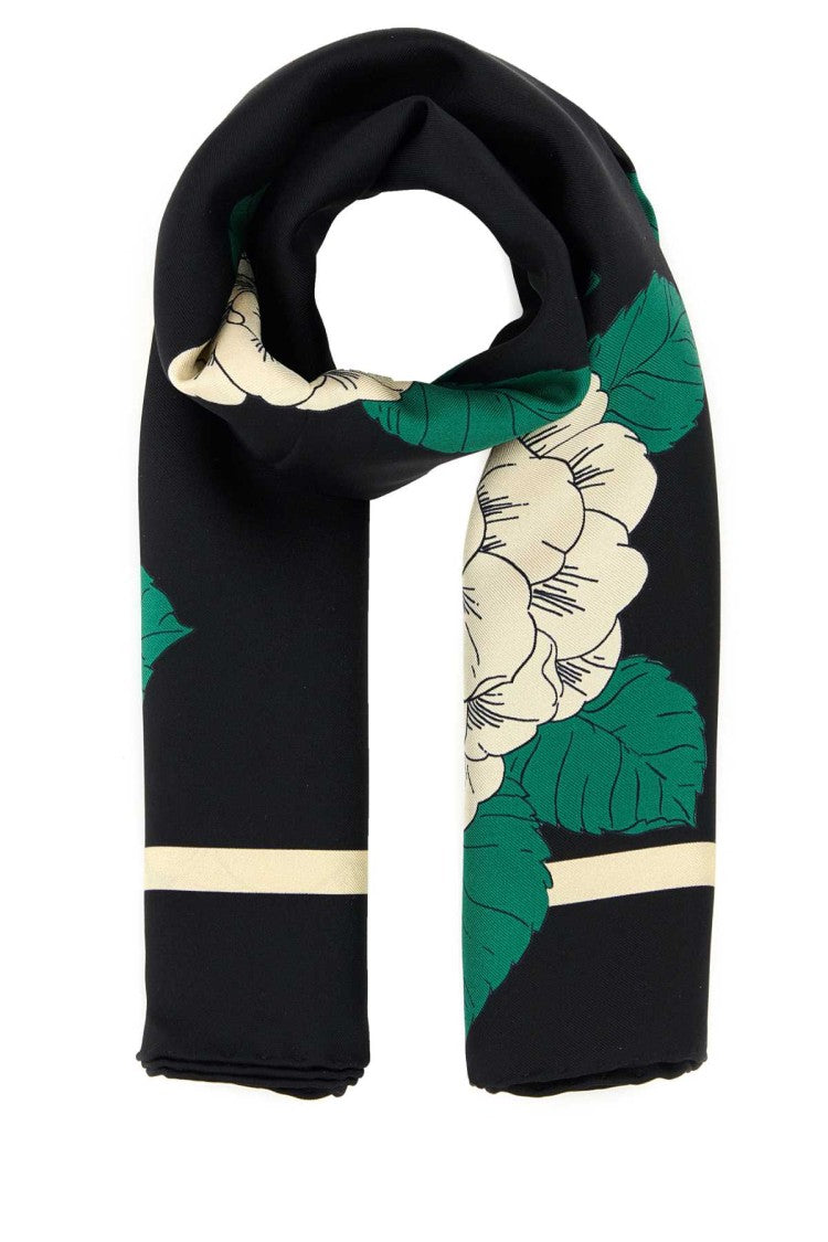 Valentino Garavani Vibrant Floral Print Silk Foulard With Contrast Border