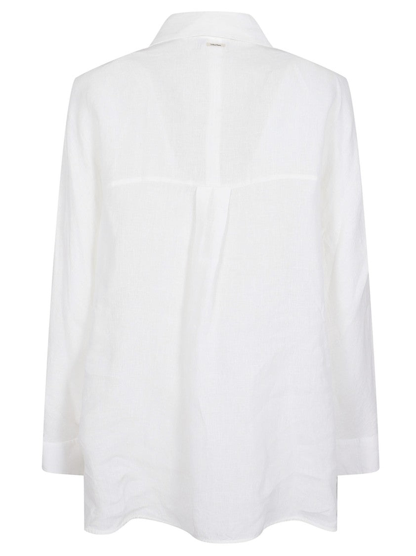 Max Mara Lightweight White Linen Jacket With Concealed Button Placket