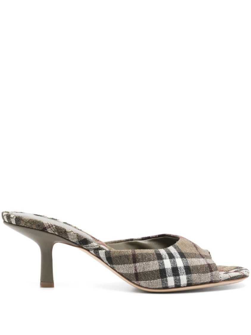 Burberry Open-Toe Plaid Sandals With Cross-Over Straps