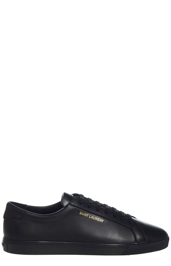 Saint Laurent Smooth Leather Low-Top Sneakers With Subtle Gold Branding