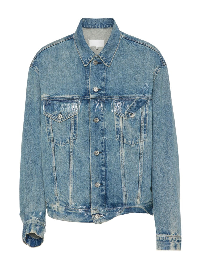 Maison Margiela Light Blue Hand-Painted Denim Casual Jacket