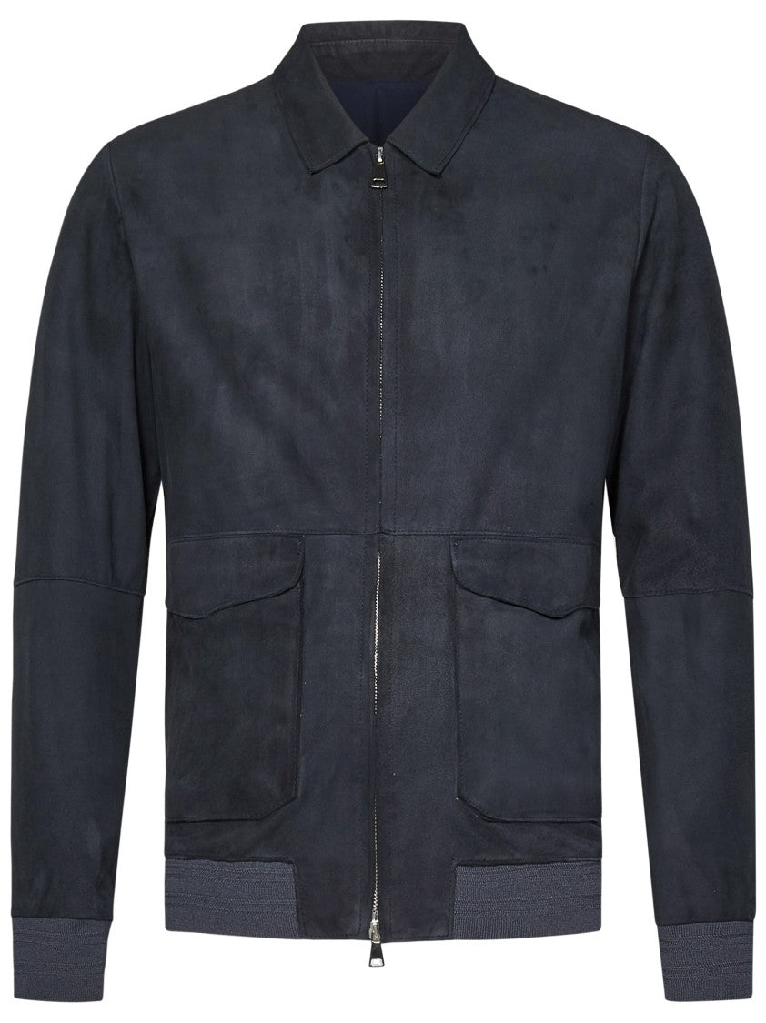 Franzese Collection Handmade Blue Suede Bomber Jacket