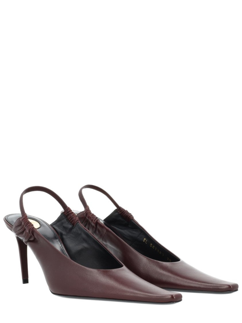 Saint Laurent Burgundy Anne-Marie Lamb Leather Slingback Pumps