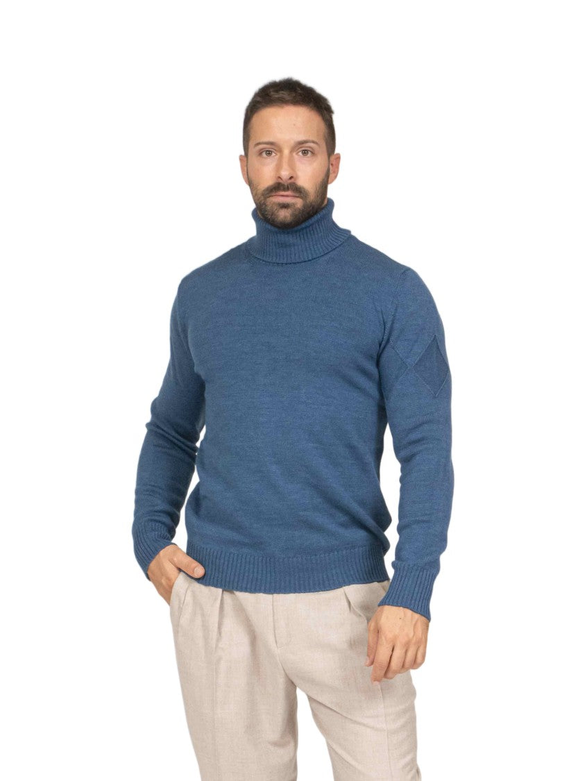 Ballantyne Black Diamond Pattern Wool Turtleneck Sweater