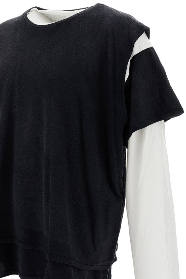 Found White / Black Triple Layer Multi-Layered Cotton T-Shirt