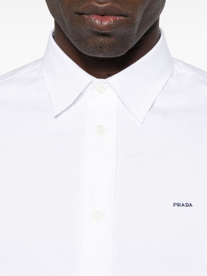 Prada Tailored White Button-Up Shirt With Pointed Collar