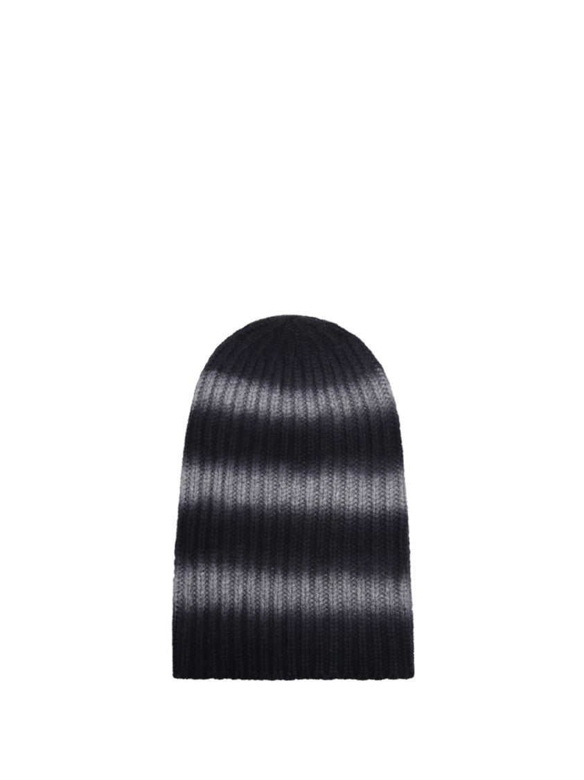 Hurray Gradient Stripe Ribbed Knit Cashmere Beanie