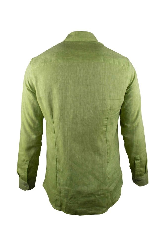 Moorer Shiny Green Linen Shirt