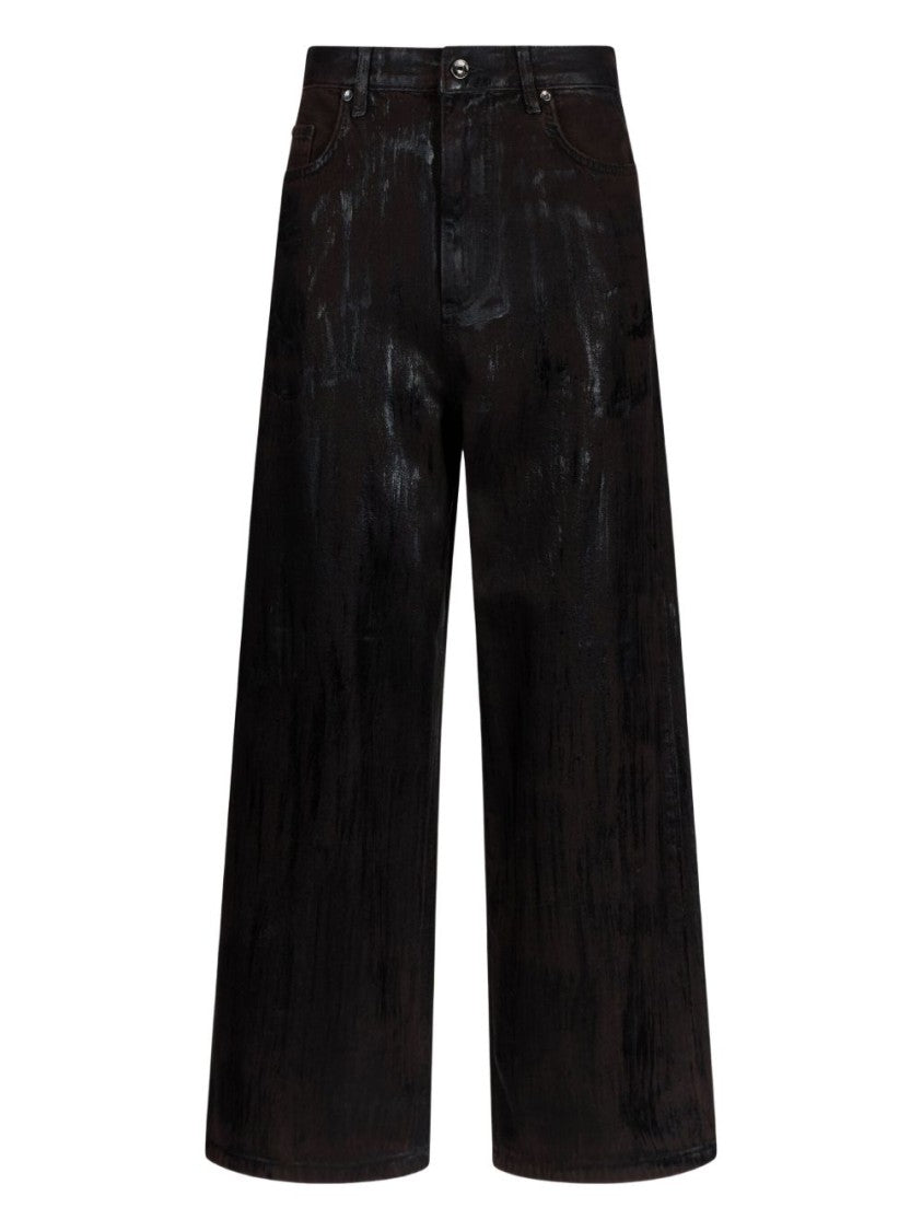 Liu Jo Wide-Leg Brown Jeans With Glossy Finish