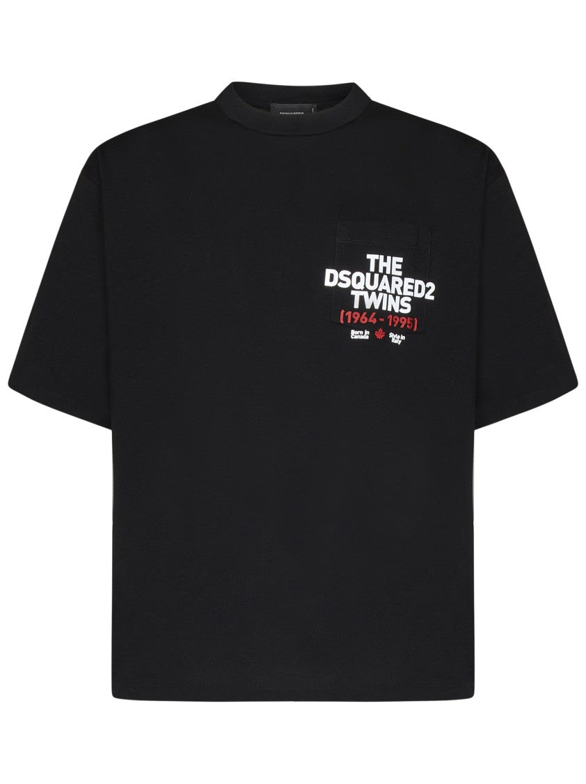 Dsquared2 Black Loose-Fit Cotton Jersey T-Shirt With Logo Pocket