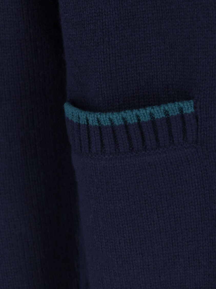 Casablanca Deep V-Neck Button-Down Sweater With Embroidered Designs