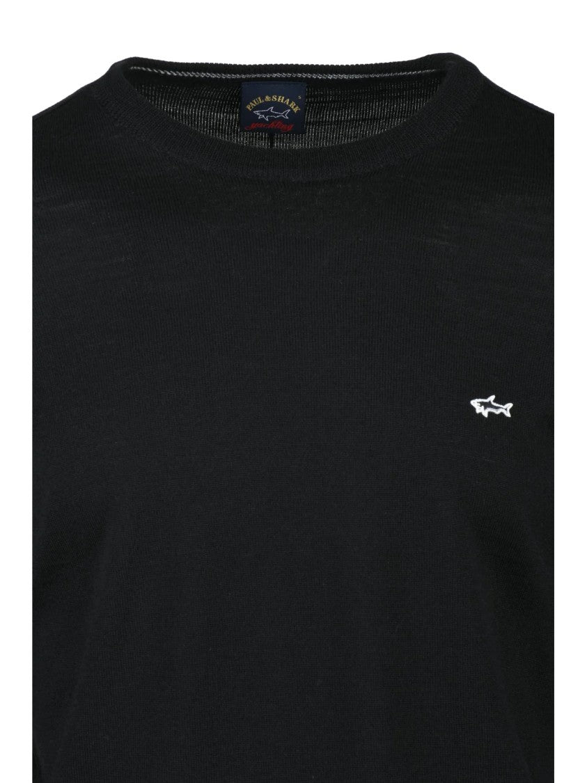 Paul & Shark Crew Neck Sweater In Fine Virgin Wool With Minimalist Design