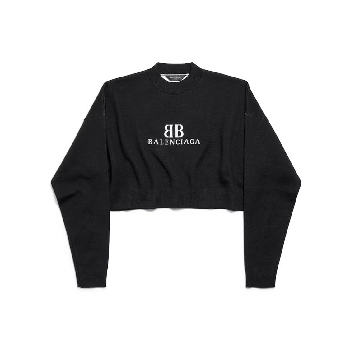 Balenciaga Cropped Sweater With Relaxed Fit And Signature Logo