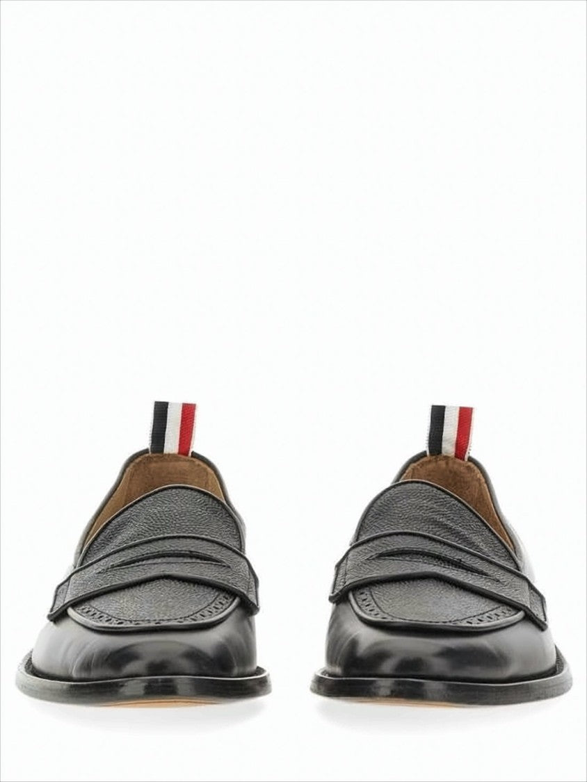 Thom Browne Classic Black Penny Loafers With Signature Striped Pull Tab