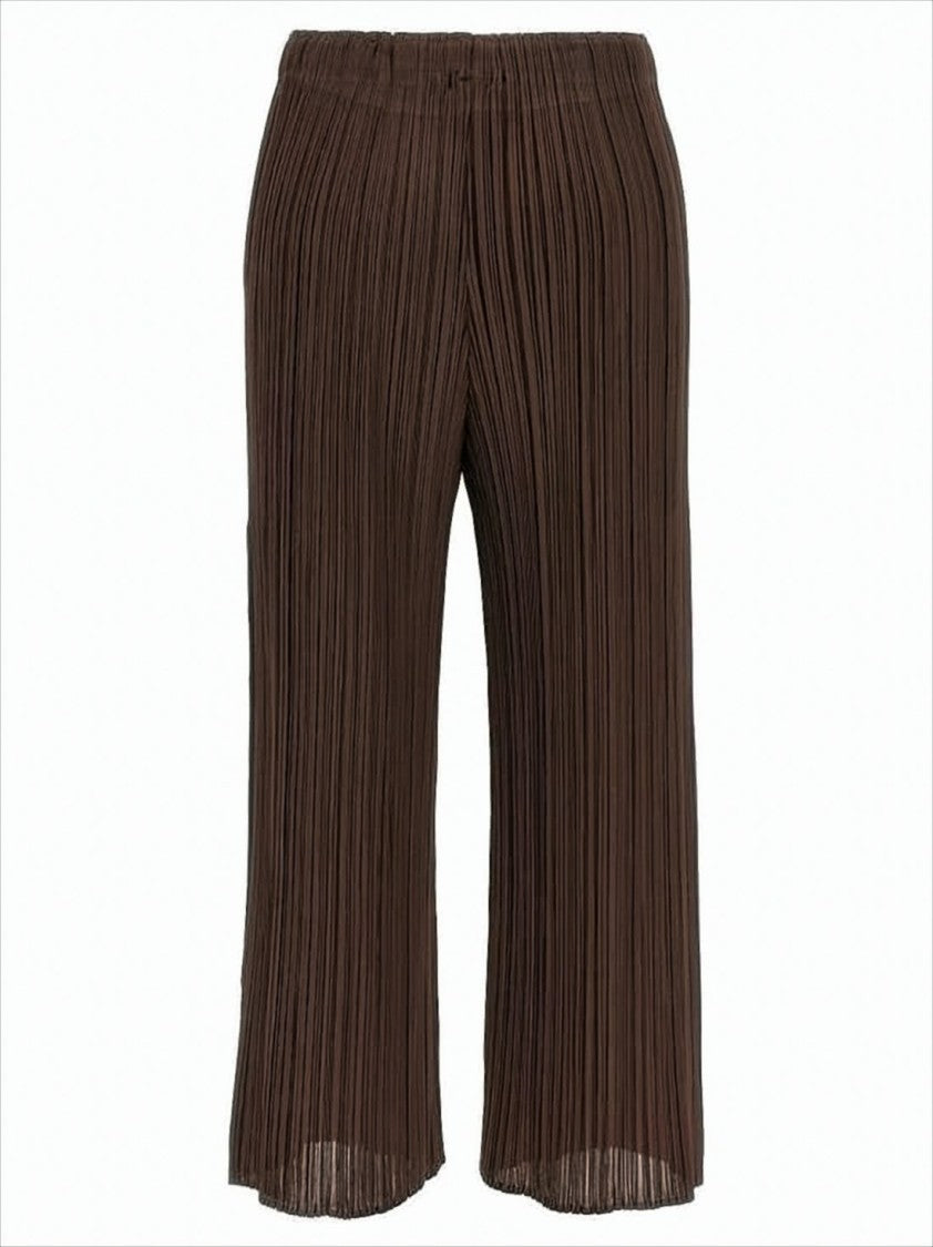 Pleats Please Cropped Wide-Leg Pants With Fine Pleats