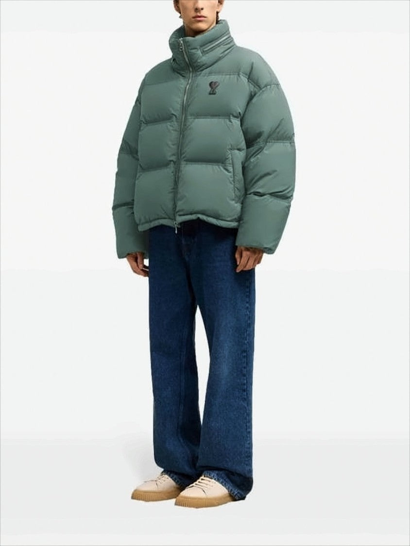Ami Cropped Puffer Jacket With High Stand Collar