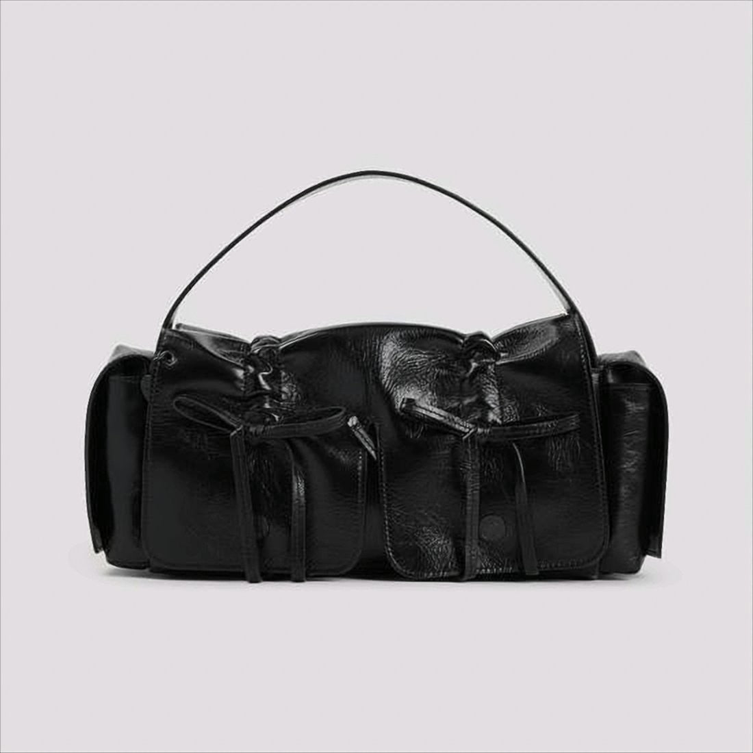 Acne Studios Sleek Calf Leather Tote Bag With Flap Pockets