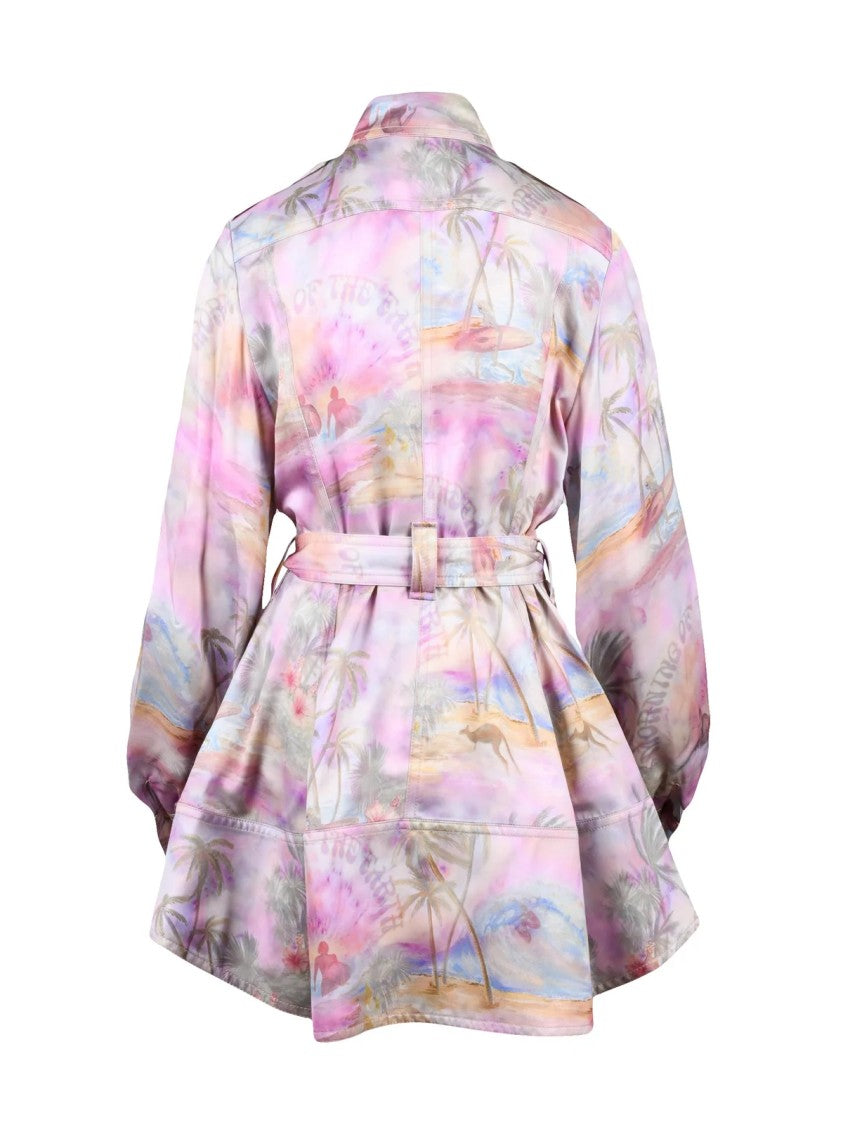 Zimmermann Pink Viscose Flared Sahariana Dress