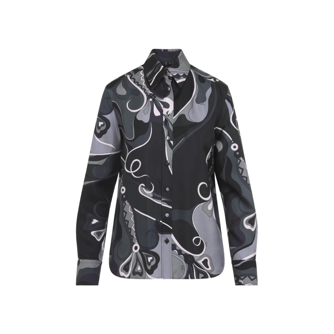 Pucci Long-Sleeved Silk Blouse With Abstract Swirling Pattern