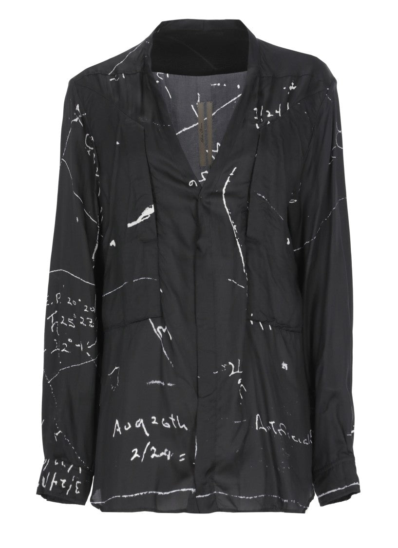 Rick Owens Black Larry Fogpocket Cotton Shirt
