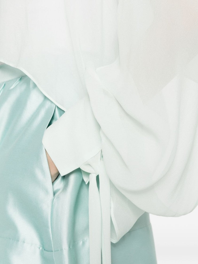 Twin-Set Aquamarine Blue Semi-Sheer Round Neck Sweater