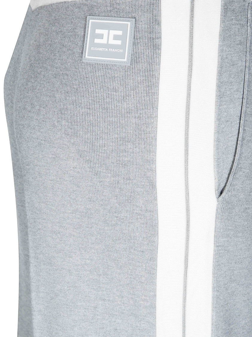 Elisabetta Franchi Pantalone Tricot Ribbed Knit Wide-Leg Pants