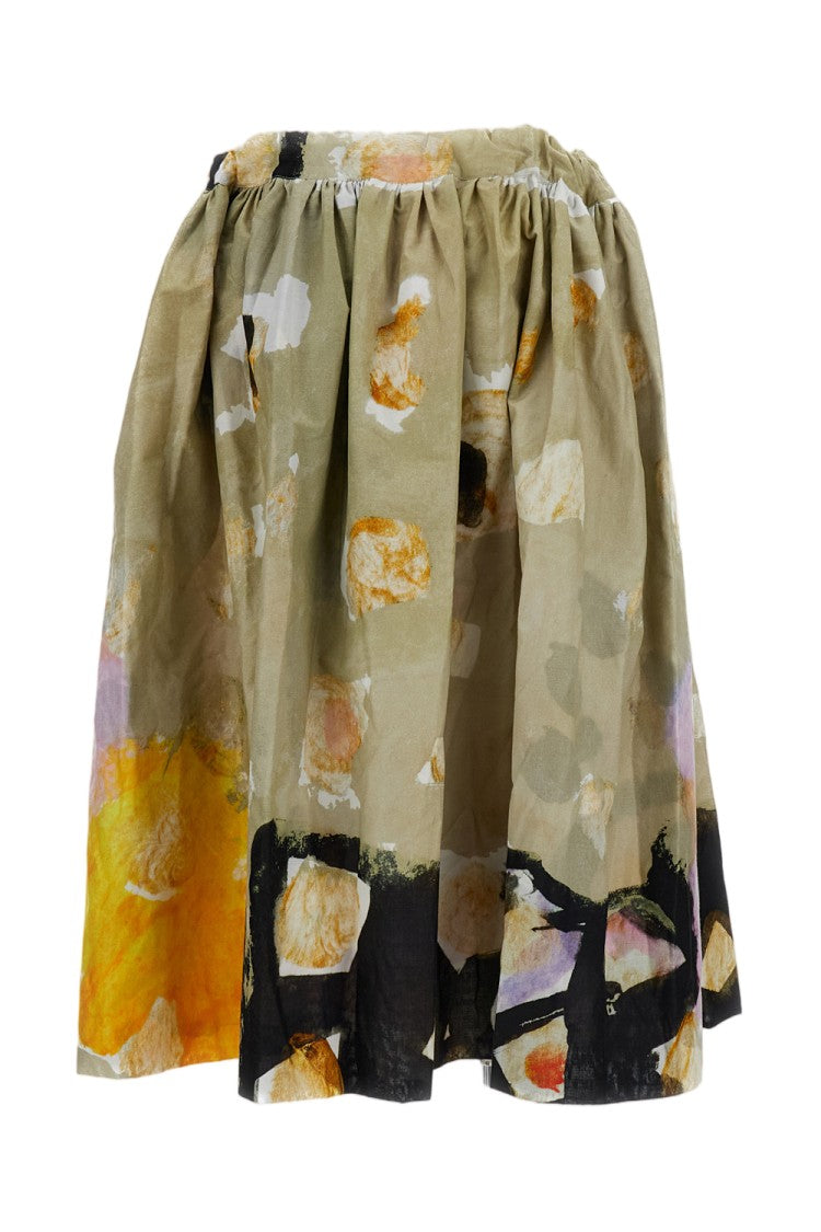 Daniela Gregis Cotton Balloon Skirt With Abstract Multicolor Print