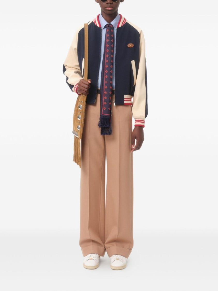 Valentino Garavani Relaxed Fit Camel Brown Wool Trousers