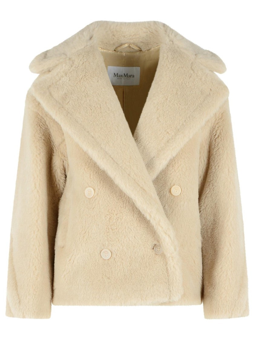 Max Mara Alcuno Biker Jacket In Plush Alpaca Teddy Fabric