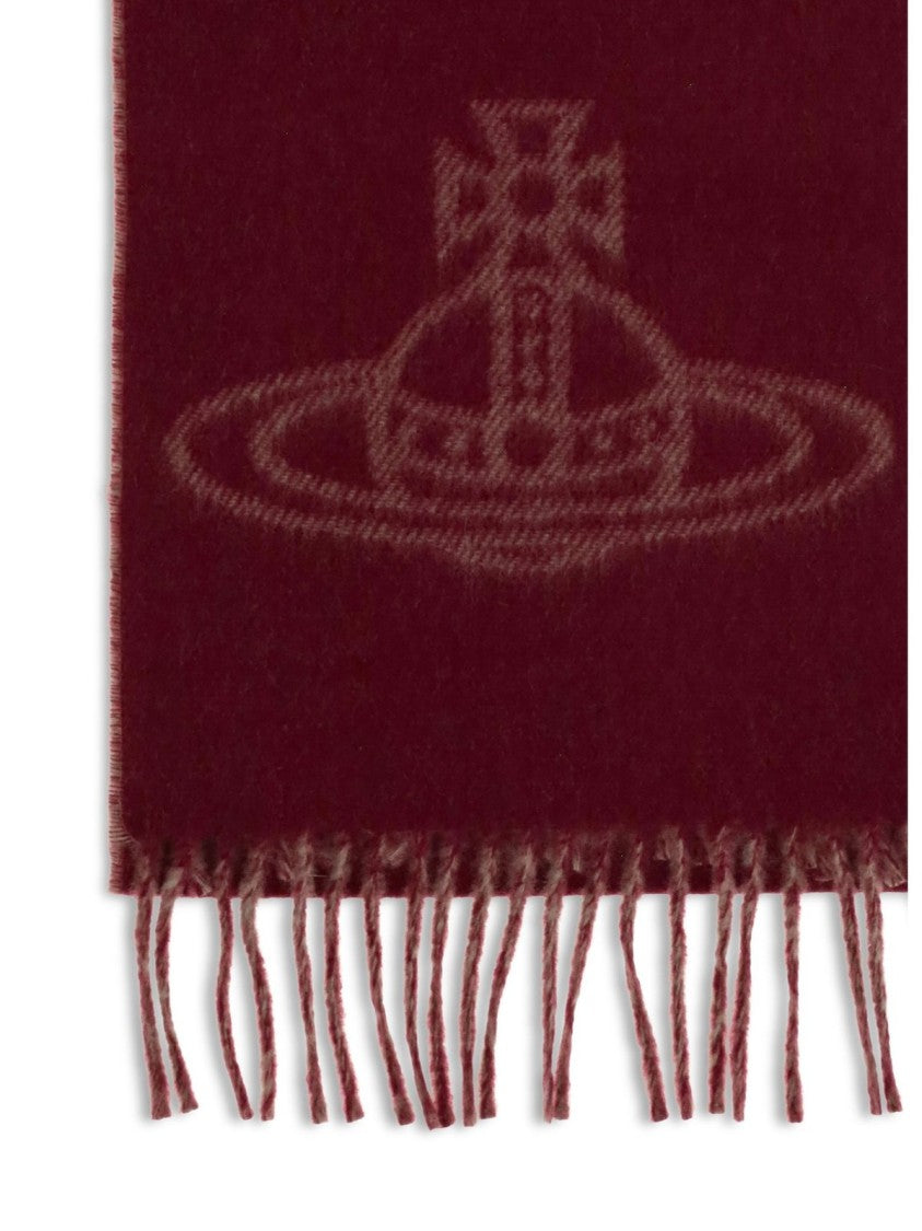 Vivienne Westwood Deep Burgundy Reversible Wool Scarf