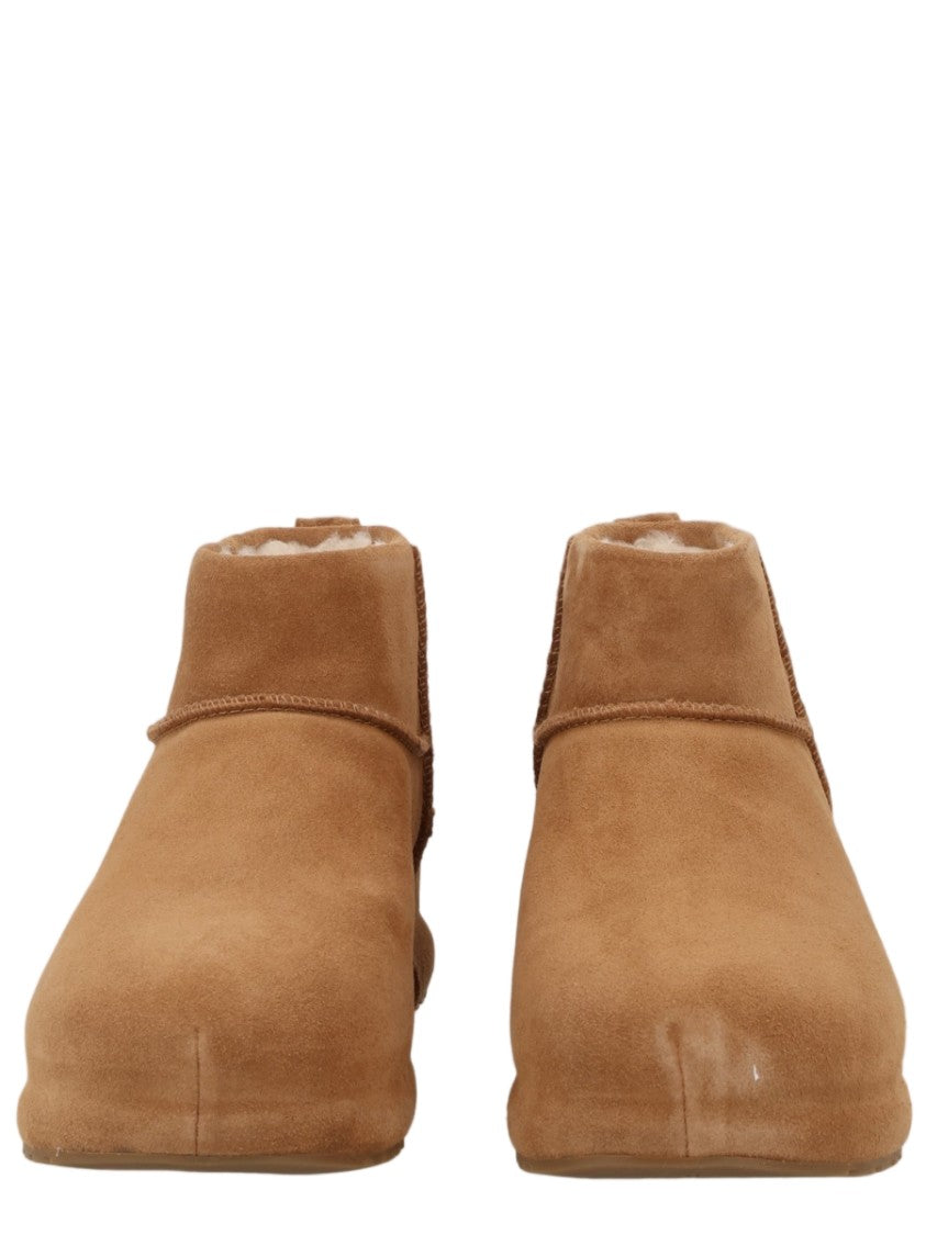 Ugg Brown Suede Leather Shearling Ankle Boots