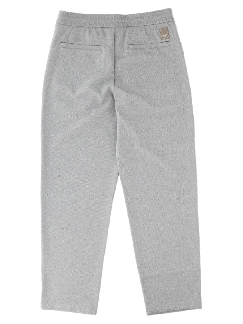 Emporio Armani Straight-Leg Grey Trousers With Elastic Waistband And Pocket Details