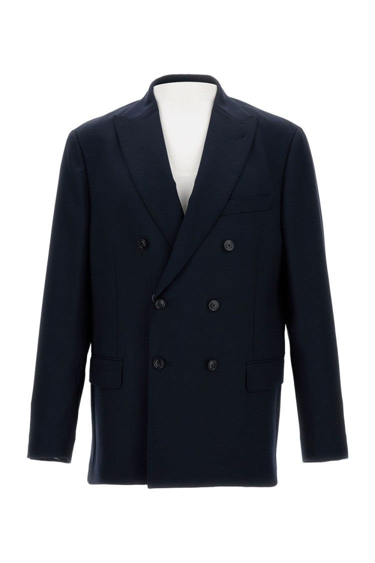 Fay Double-Breasted Jacket With Pocket Square