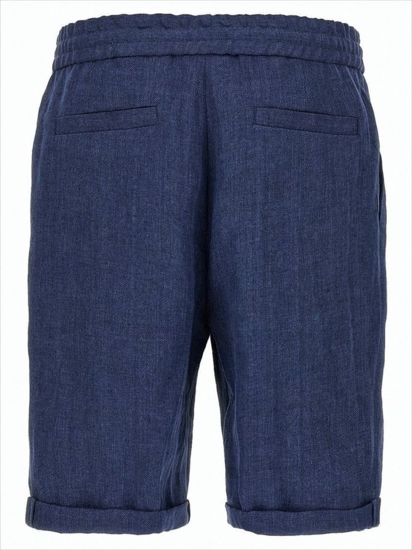 Brunello Cucinelli Textured Linen Shorts With Drawstring Waistband