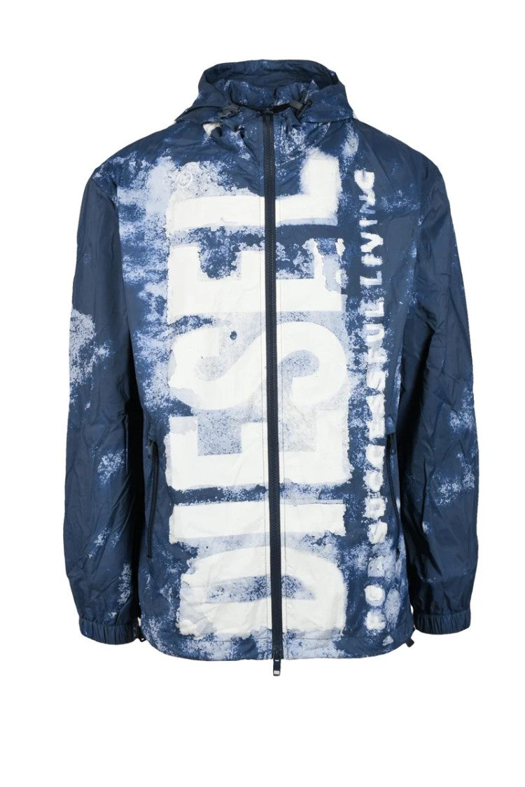 Diesel Windbreaker Jacket - Blue/White