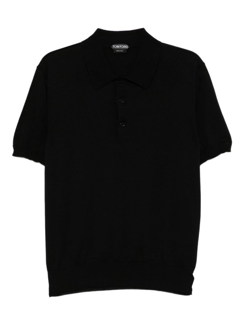 Tom Ford Regular Fit Black Polo With Three-Button Closure
